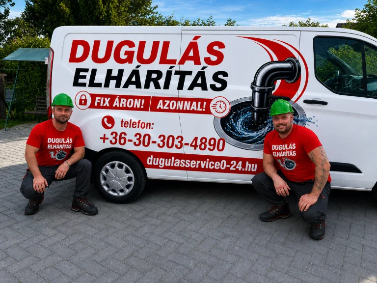 A DugulásService 0-24 csapata a szervizautó előtt